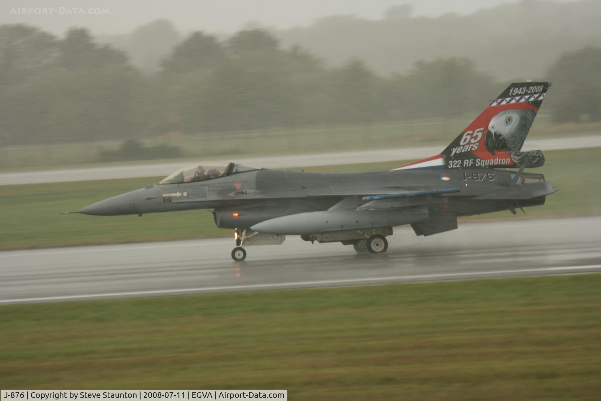 J-876, Fokker F-16AM Fighting Falcon C/N 6D-93, Taken at the Royal International Air Tattoo 2008 during arrivals and departures (show days cancelled due to bad weather)