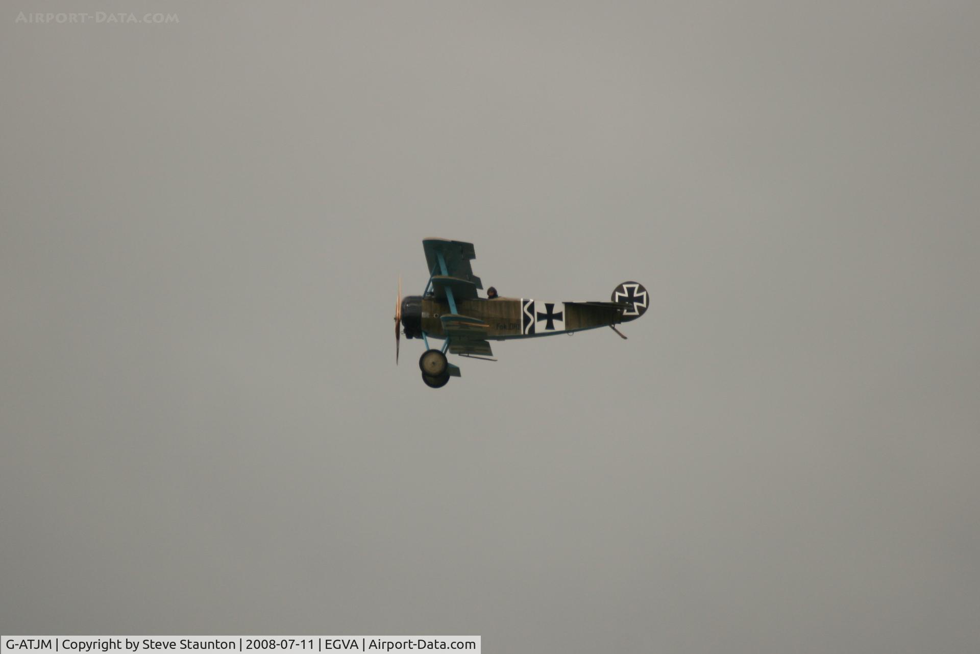G-ATJM, 1965 Fokker Dr.1 Triplane Replica C/N 002, Taken at the Royal International Air Tattoo 2008 during arrivals and departures (show days cancelled due to bad weather)