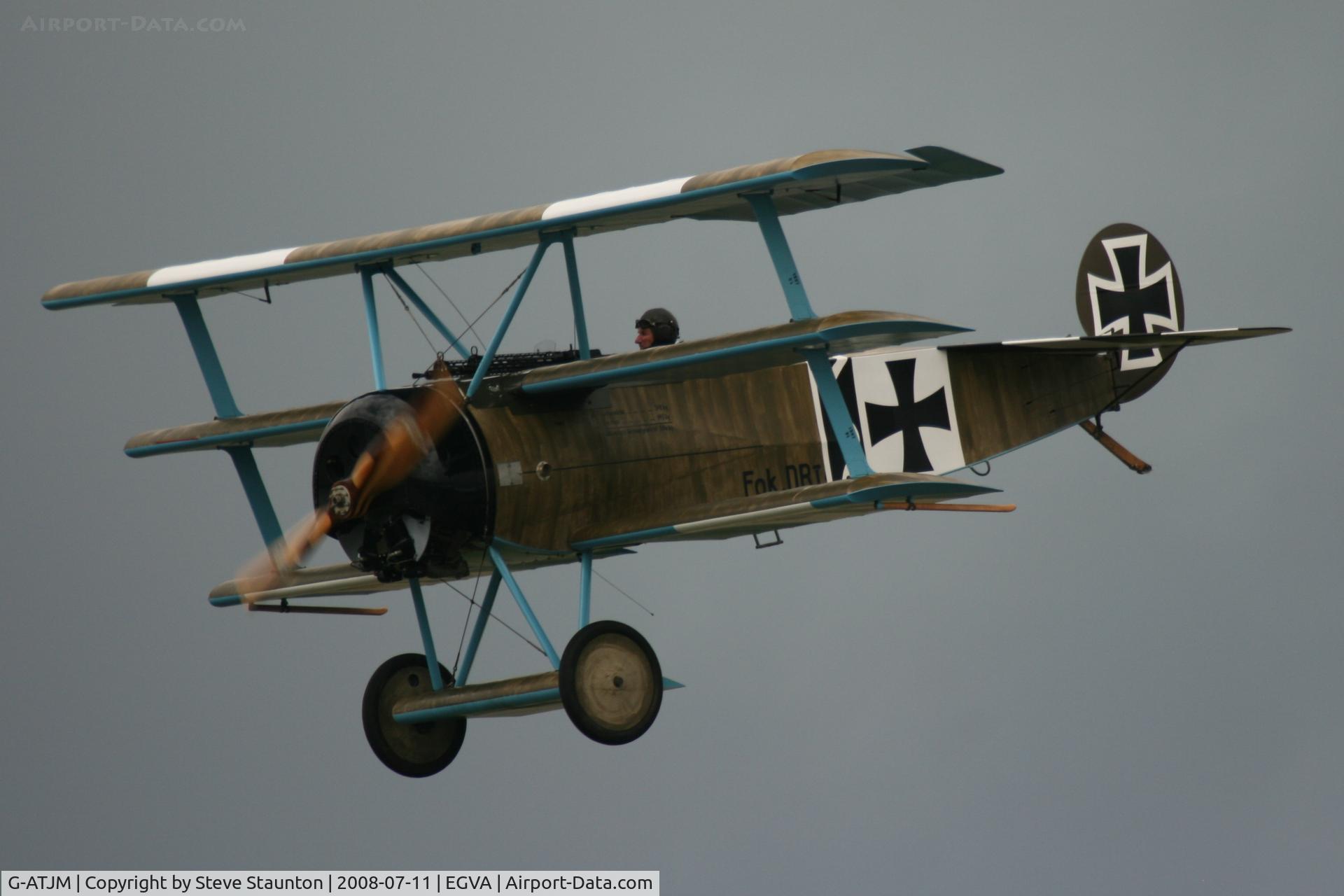 G-ATJM, 1965 Fokker Dr.1 Triplane Replica C/N 002, Taken at the Royal International Air Tattoo 2008 during arrivals and departures (show days cancelled due to bad weather)