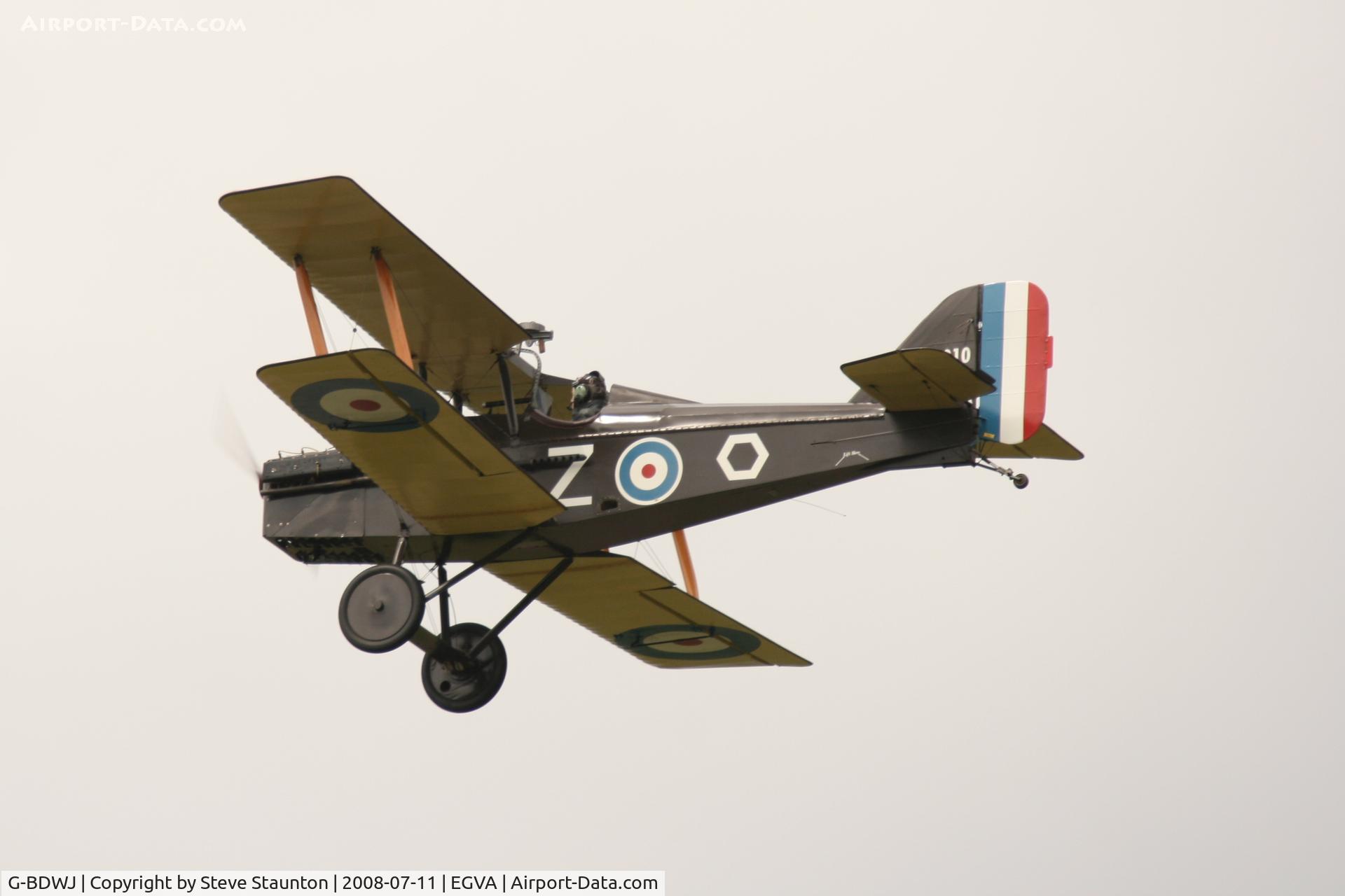 G-BDWJ, 1978 Royal Aircraft Factory SE-5A Replica C/N PFA 020-10034, Taken at the Royal International Air Tattoo 2008 during arrivals and departures (show days cancelled due to bad weather)