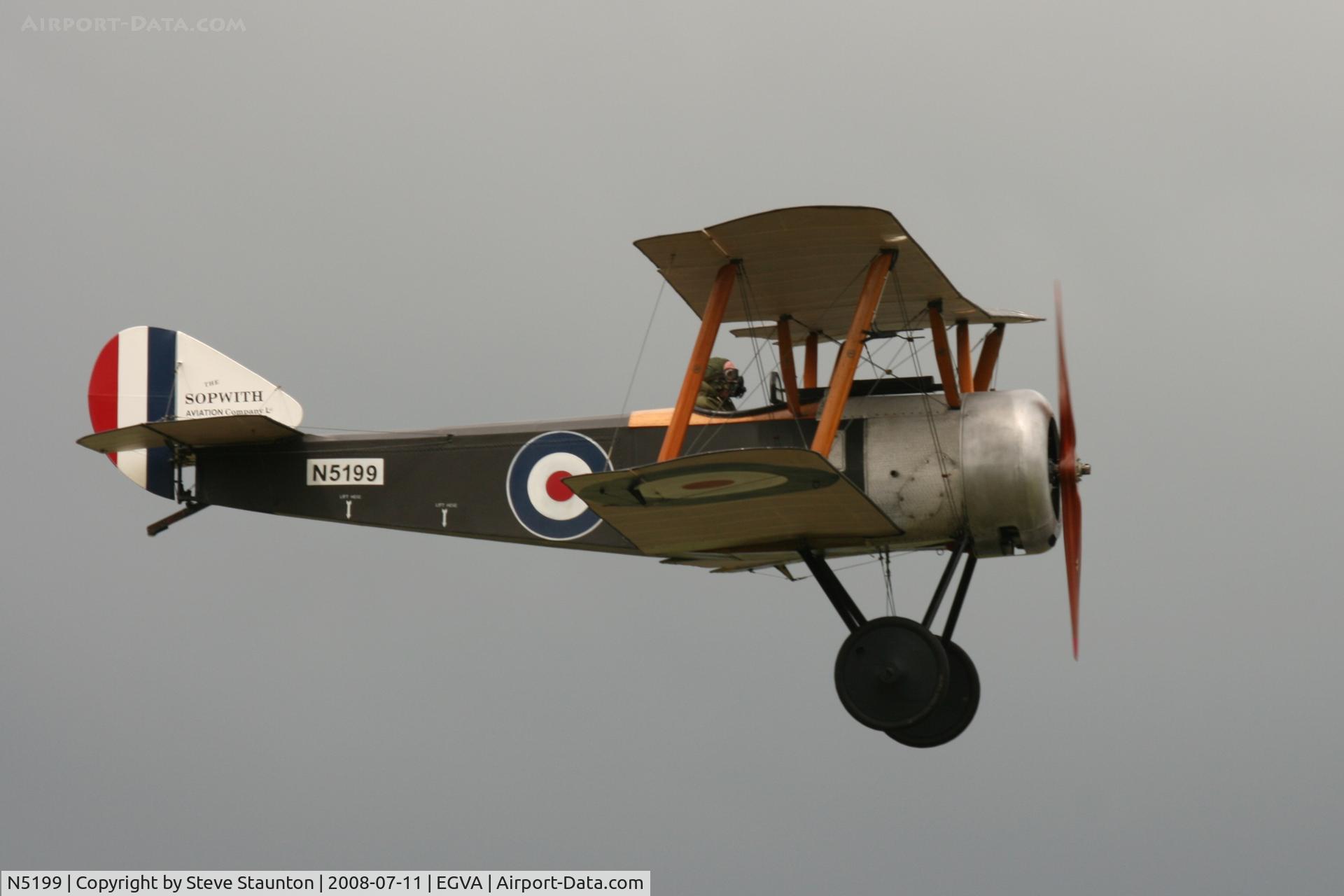 N5199, 1968 Smith DSA-1 Miniplane C/N WSM-2, Sopwith Pup Replica. Taken at the Royal International Air Tattoo 2008 during arrivals and departures (show days cancelled due to bad weather)