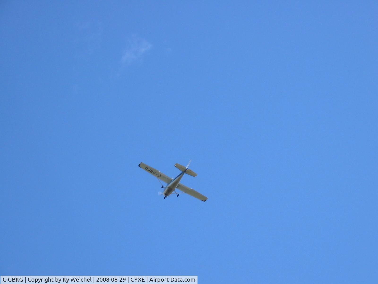 C-GBKG, 1979 Cessna 172N C/N 17273293, Cessna C-GBKG flying over my house while practicing maneuvers in the area.