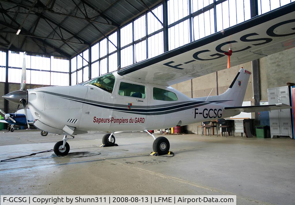 F-GCSG, Cessna T210N Turbo Centurion C/N 21063870, Parked inside Airclub's hangar and used by firemen in summer...