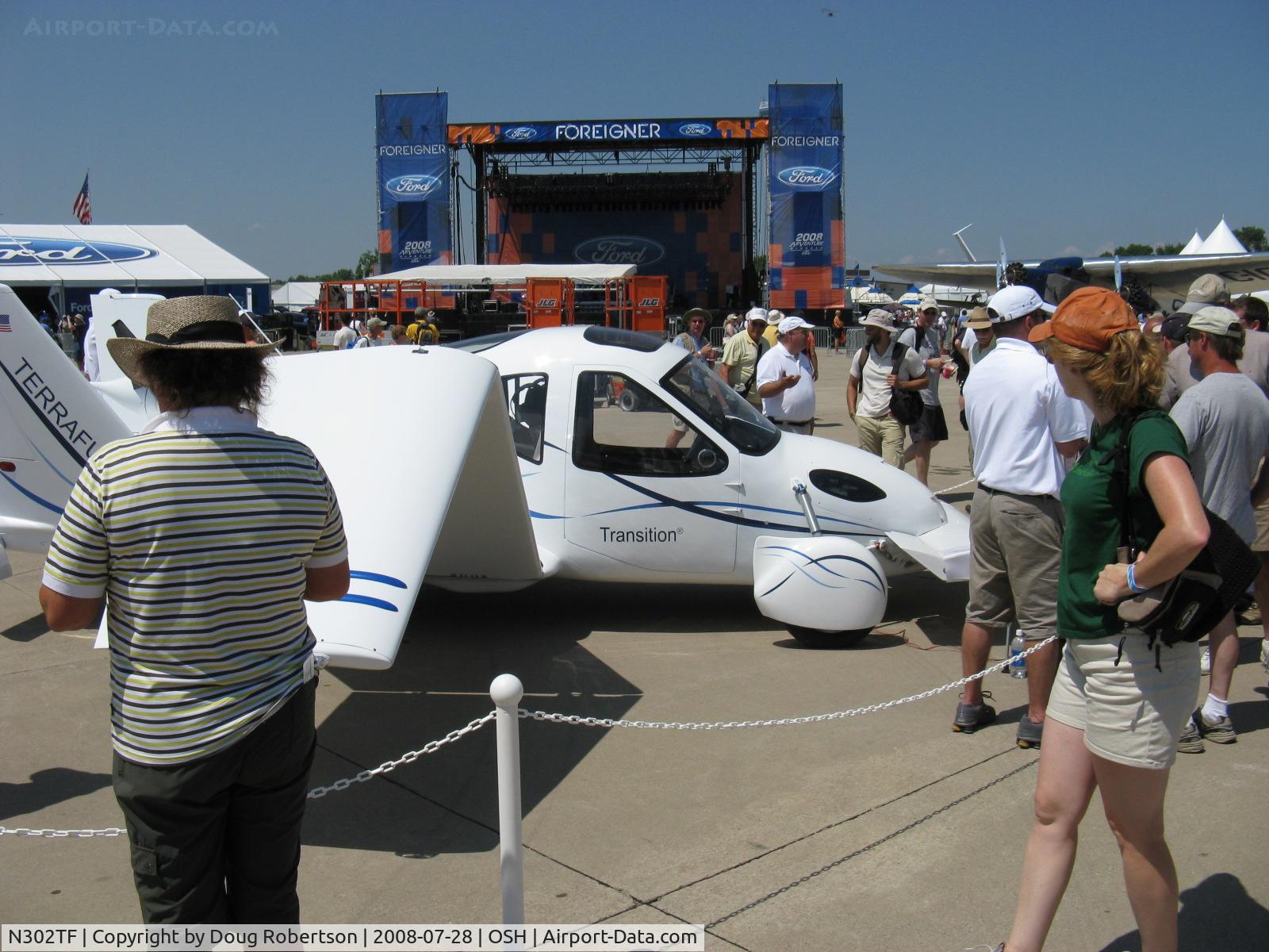 N302TF, 2008 Terrafugia Transition C/N D0001, 2008 Terrafugia TRANSITION canard foldable wing developmental roadable LSA, Rotax 912 S 100 Hp, Two seats side by side to be street-legal capable of highway speeds on the road. First flight expected late 2008, deliveries late 2009. $194,000 target price.