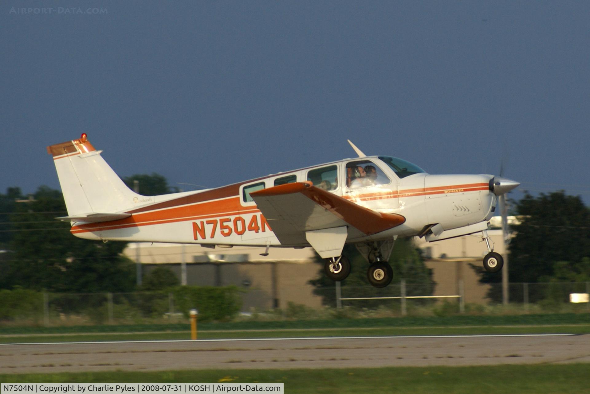 N7504N, 1968 Beech 36 Bonanza C/N E-37, Beech 36 Bonanza departing Oshkosh Airventure 2008