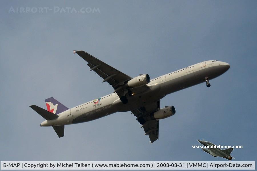 B-MAP, 2002 Airbus A321-231 C/N 1850, Air Macau approaching Macau IAP