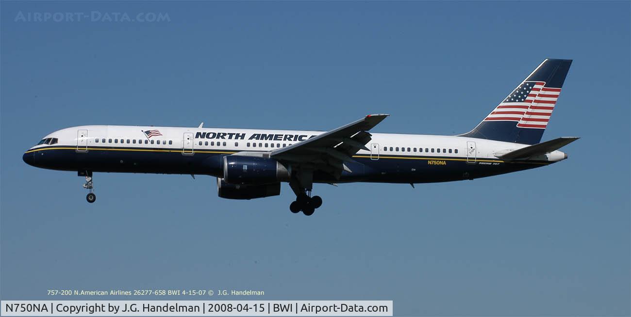 N750NA, 1995 Boeing 757-28A C/N 26277, On final at BWI