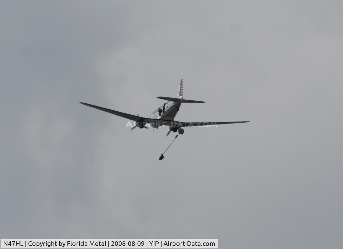 N47HL, 1943 Douglas C-47B-20-DK C/N 27203, Commemorative Air Force's C-47 Blue Bonnet Belle dropping parachutes