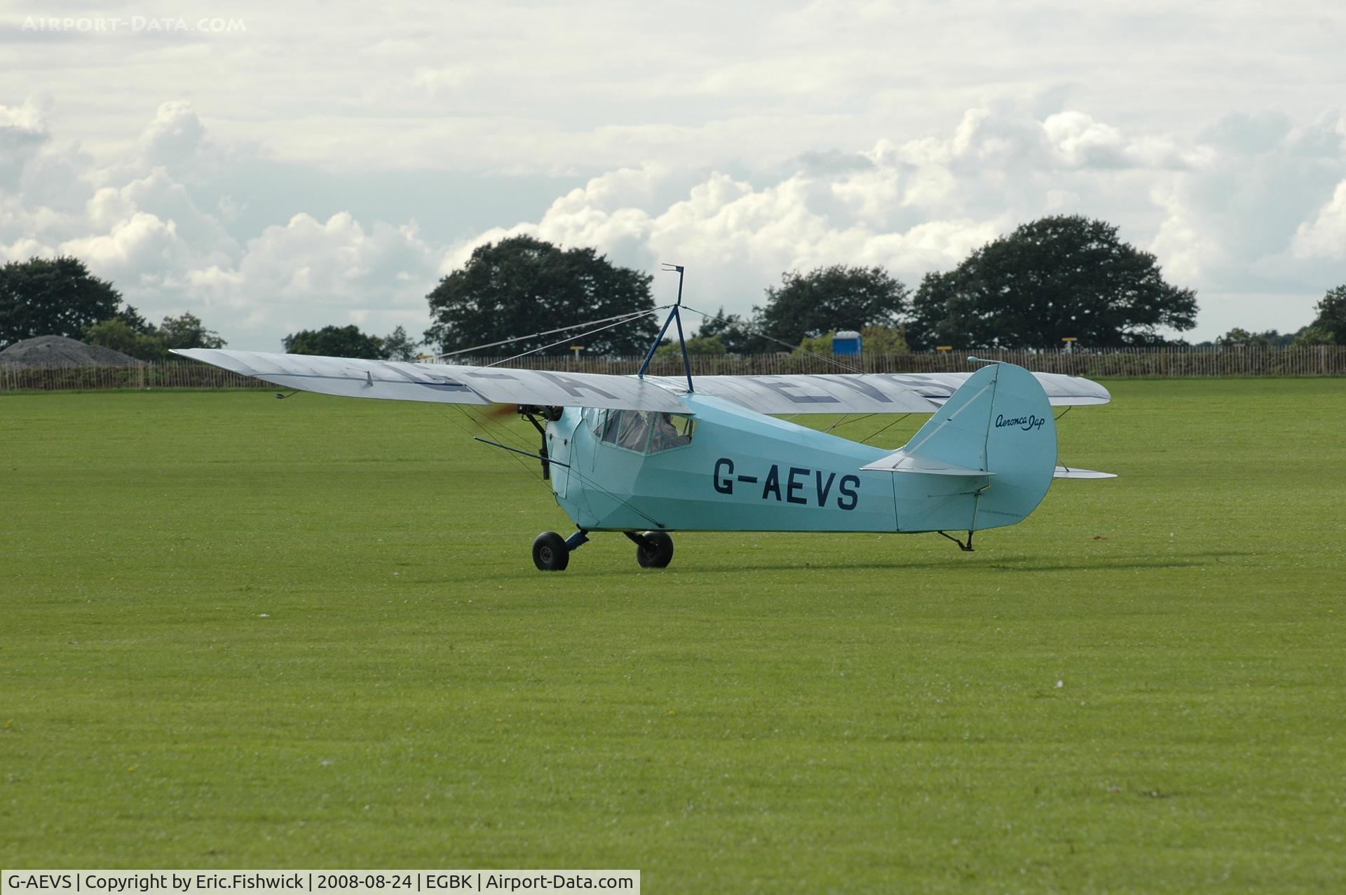 G-AEVS, 1937 Aeronca 100 C/N AB114, 1. G-AEVS at Sywell Airshow 24 Aug 2008