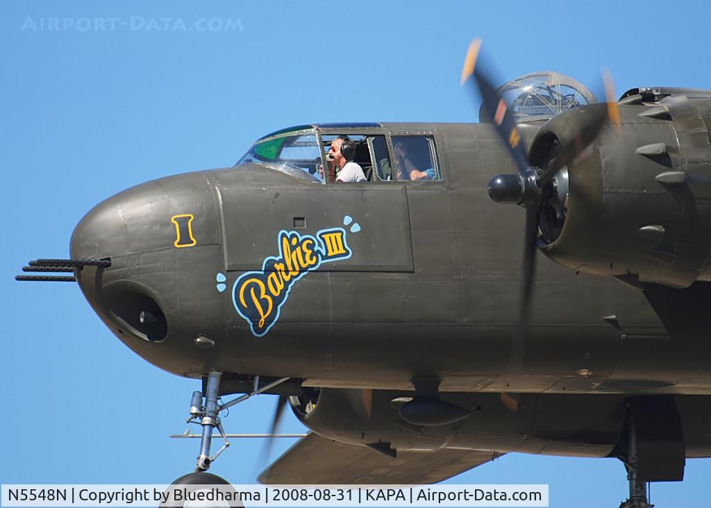 N5548N, 1943 North American B-25H Mitchell C/N 98-21107, Barbie 3 on final approach.
