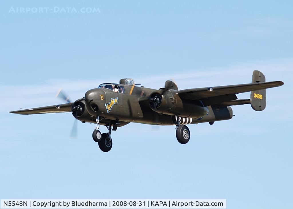N5548N, 1943 North American B-25H Mitchell C/N 98-21107, Barbie 3 on final approach.