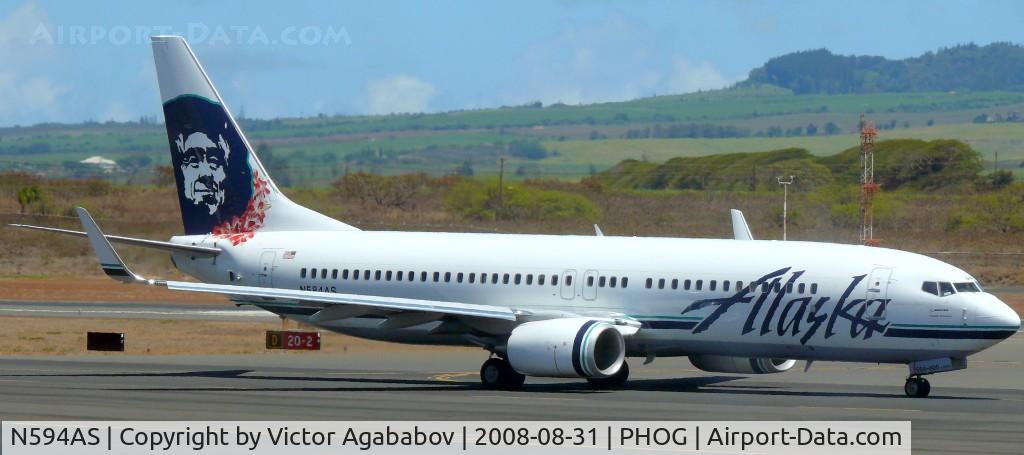 N594AS, 2008 Boeing 737-890 C/N 35191, At Kahului
