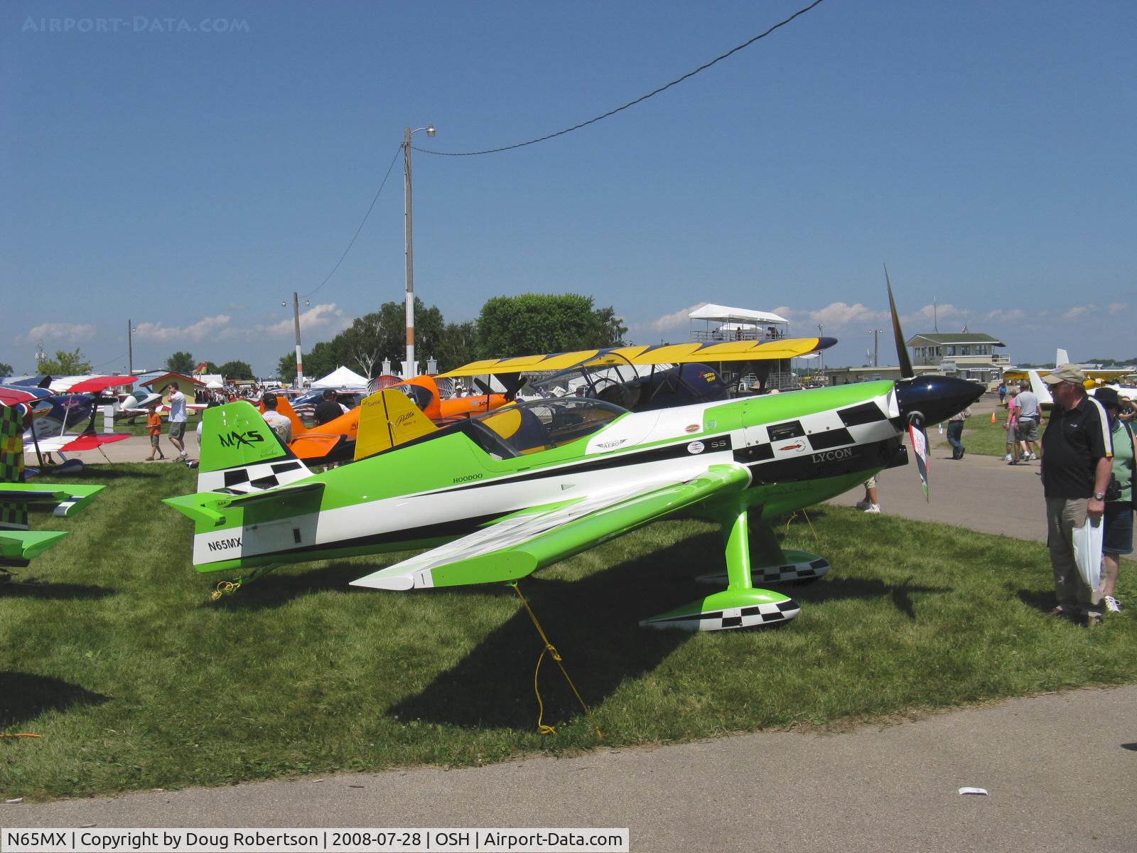 N65MX, 2007 MX Aircraft MXS C/N 1, 2007 MX Aircraft MXS 'HOODOO', Lycoming AEIO 540, 3 blade prop, carbon fiber extreme aerobatic single seat +/-14 g, roll rate 420 deg./sec. 50 degree seat back by Oregon Aero