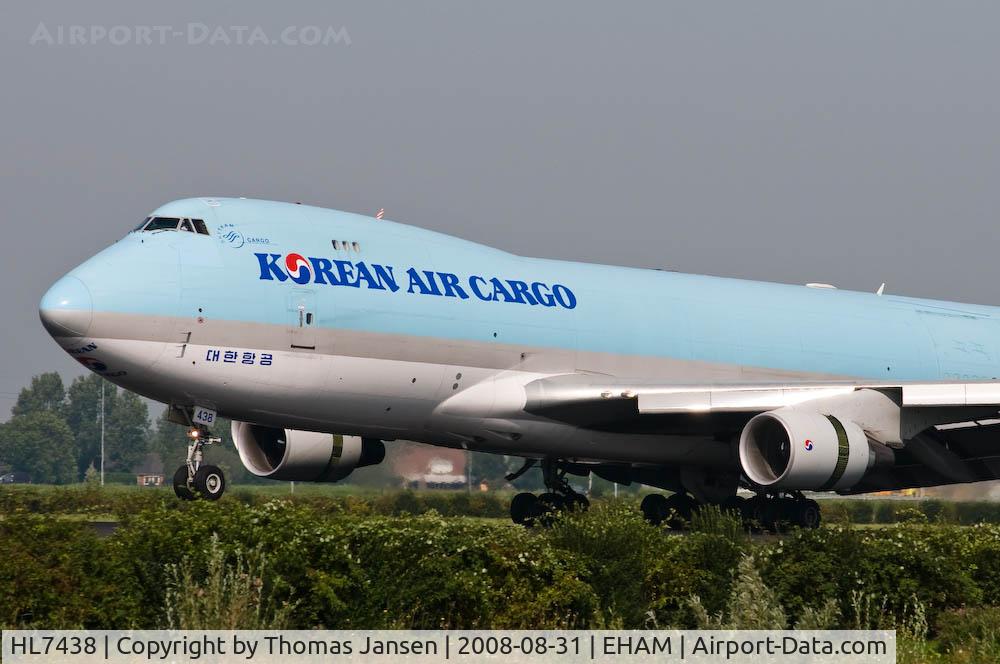 HL7438, 2003 Boeing 747-4B5ERF C/N 33515, Landing in Amsterdam
