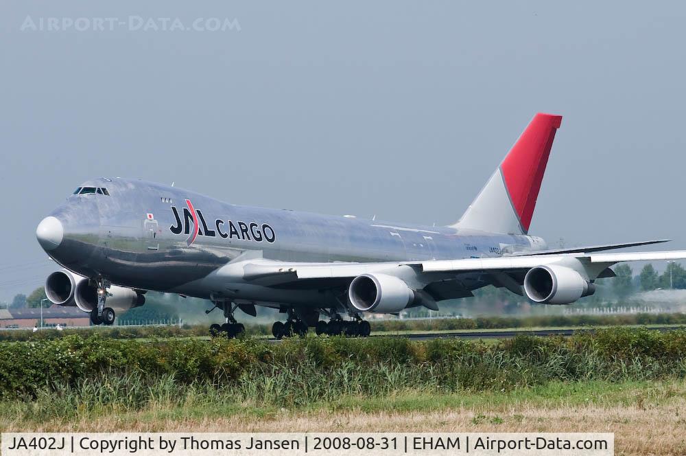 JA402J, 2004 Boeing 747-446F C/N 33749, Landing in Amsterdam