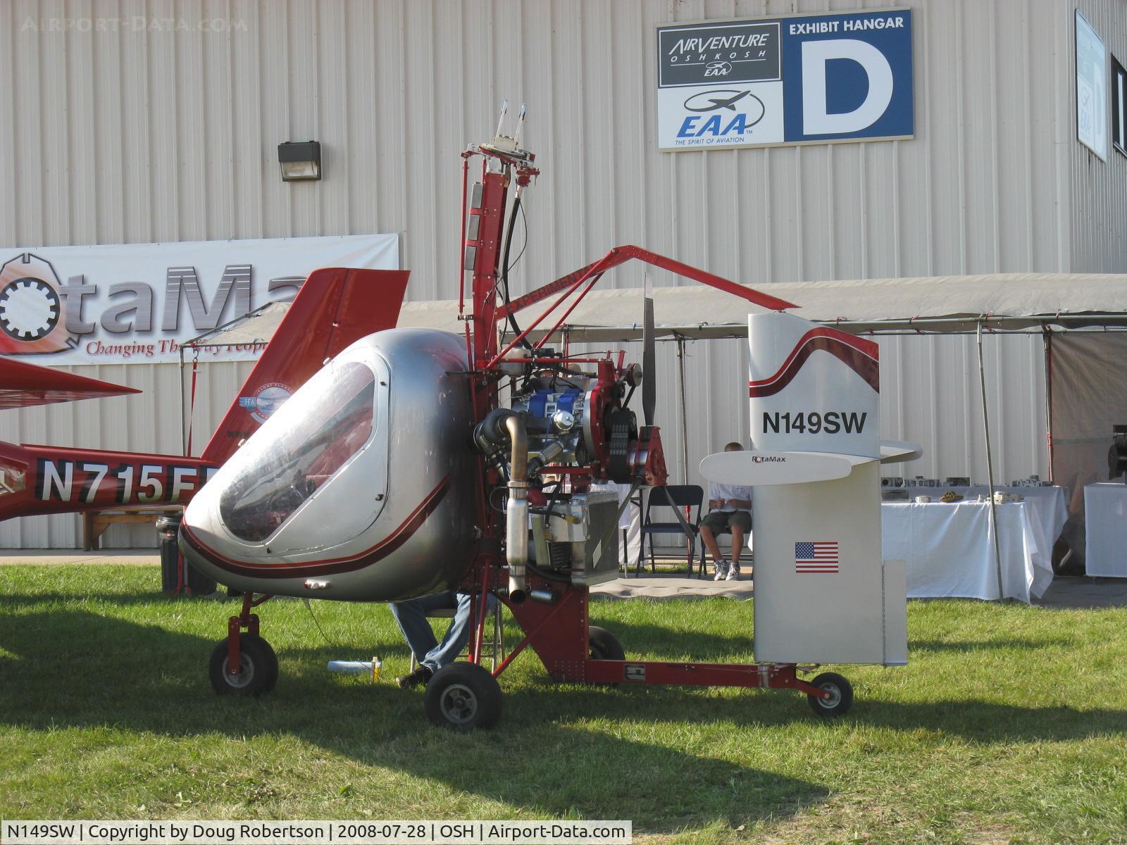 N149SW, 2005 American Autogyro Sparrowhawk C/N SH20040010K, 2005 Woodrun AAI SPARROWHAWK autogyro, rotor removed, Subaru pusher, tri-blade prop