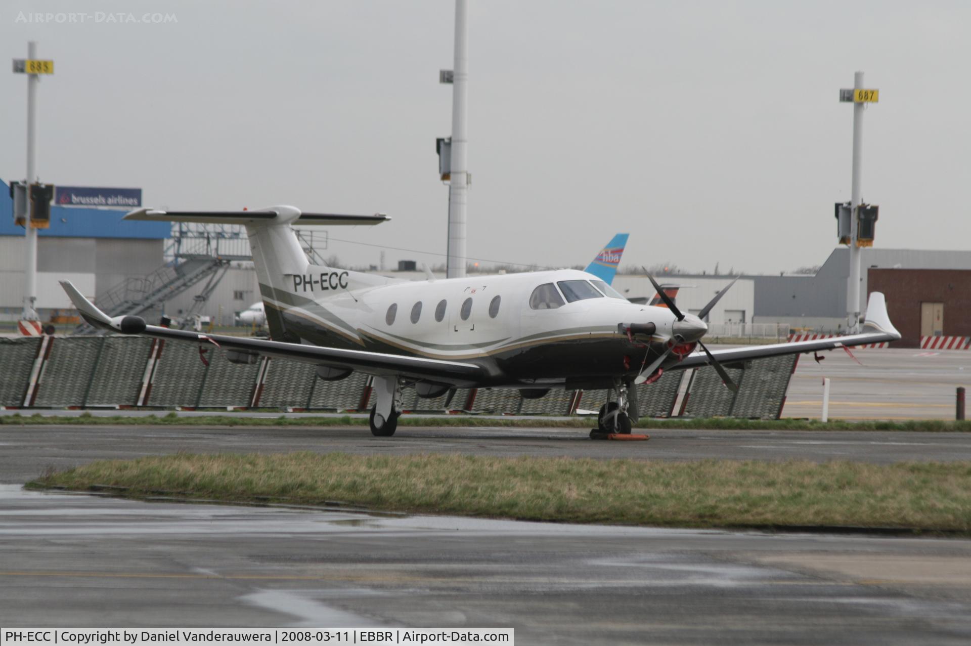 PH-ECC, 1994 Pilatus PC-12/45 C/N 107, parked on General Aviation apron (Abelag)
