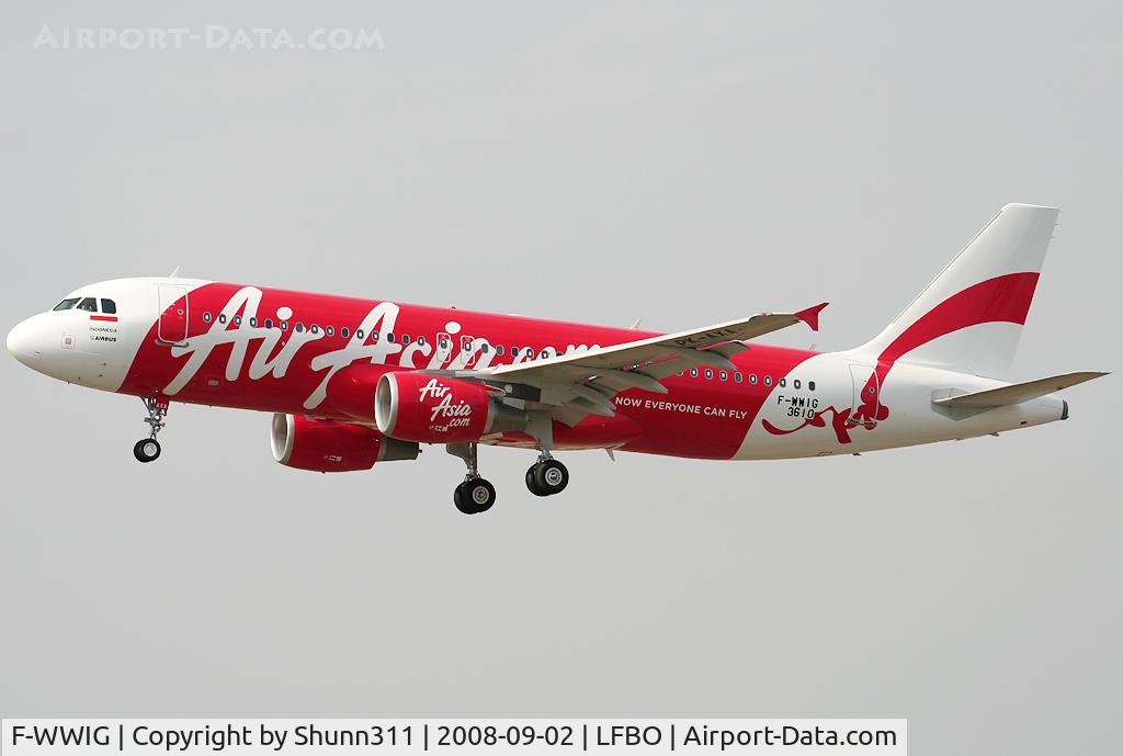 F-WWIG, 2008 Airbus A320-216 C/N 3610, C/n 3610 - First A320 for Indonesia AirAsia and performing go aroung rwy 14R