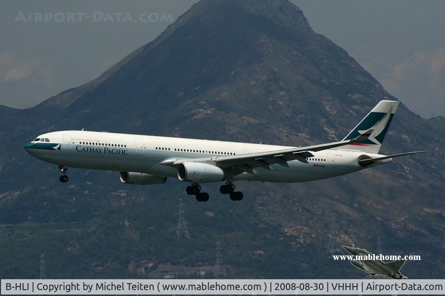 B-HLI, 1996 Airbus A330-342 C/N 155, Cathay Pacific approaching runway 25R