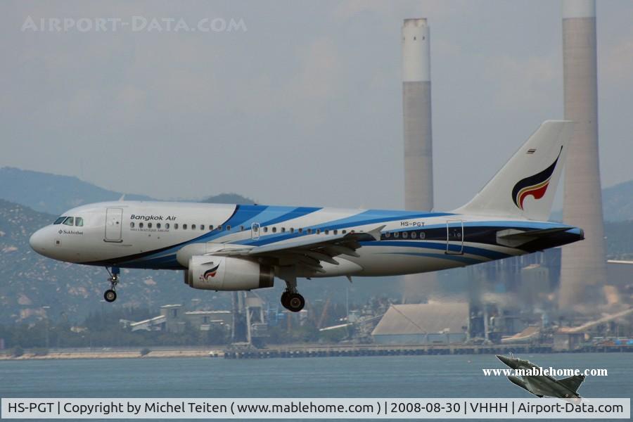 HS-PGT, 2008 Airbus A319-132 C/N 3421, Bangkok Air approaching runway 25R