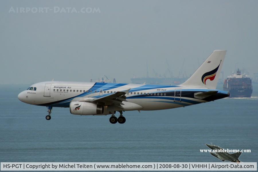 HS-PGT, 2008 Airbus A319-132 C/N 3421, Bangkok Air approaching runway 25R