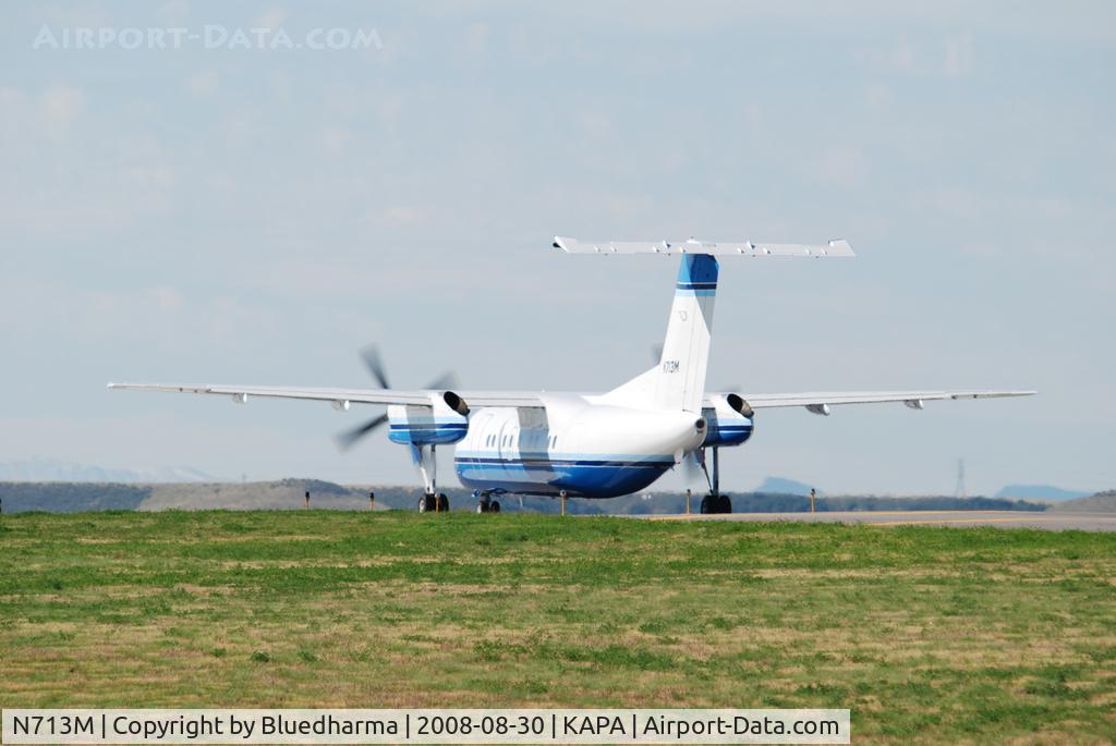 N713M, 1986 De Havilland Canada DHC-8-102 Dash 8 C/N 030, takeoff on 17L.