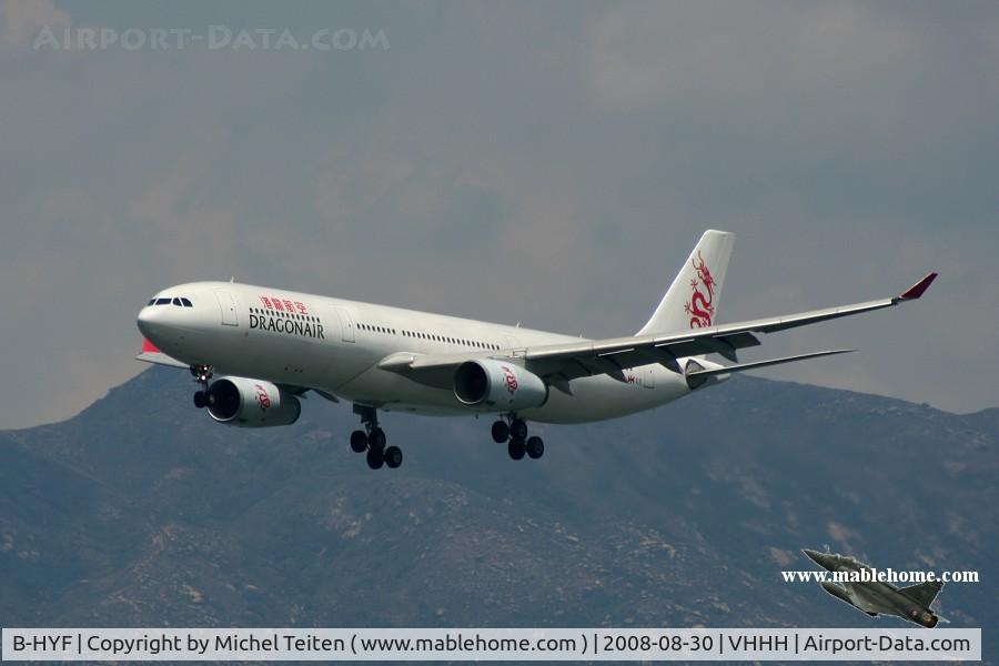 B-HYF, Airbus A330-342 C/N 234, Dragonair approaching runway 25R