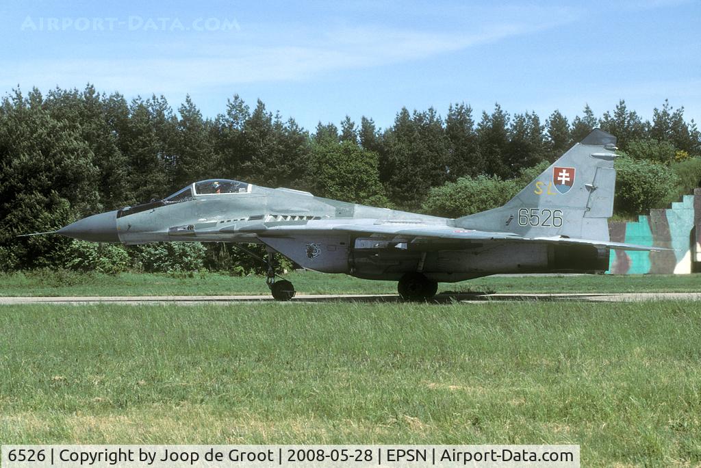 6526, Mikoyan-Gurevich MiG-29 C/N 36065, The Slovak AF was on target practising camp to Poland. Therfore a couple of MiG-29's were stationed at Swidwin.