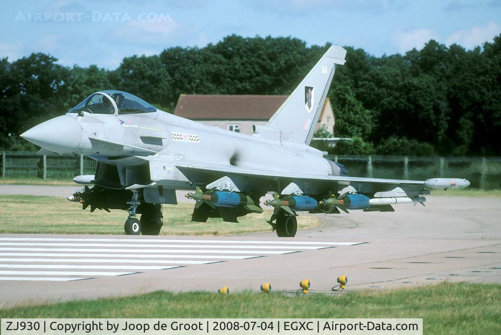 ZJ930, 2006 Eurofighter EF-2000 Typhoon FGR4 C/N 0099/BS021, Showing the Typhoon FGR4 is also a ground attack aircraft this one is ready for departure carrying a full load of ordonance.