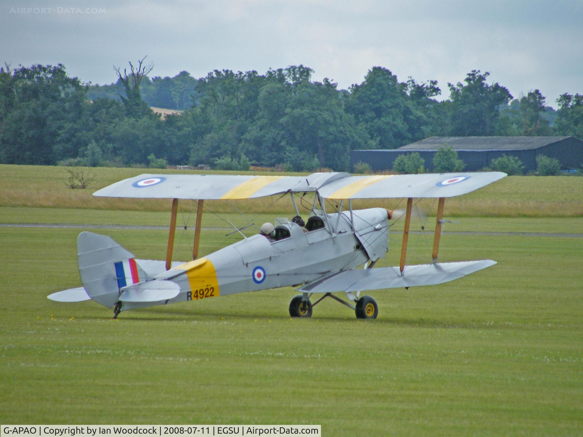 G-APAO, 1940 De Havilland DH-82A Tiger Moth II C/N 82845, de Havilland DH-82A Tiger Moth/Duxford (marked R4922)