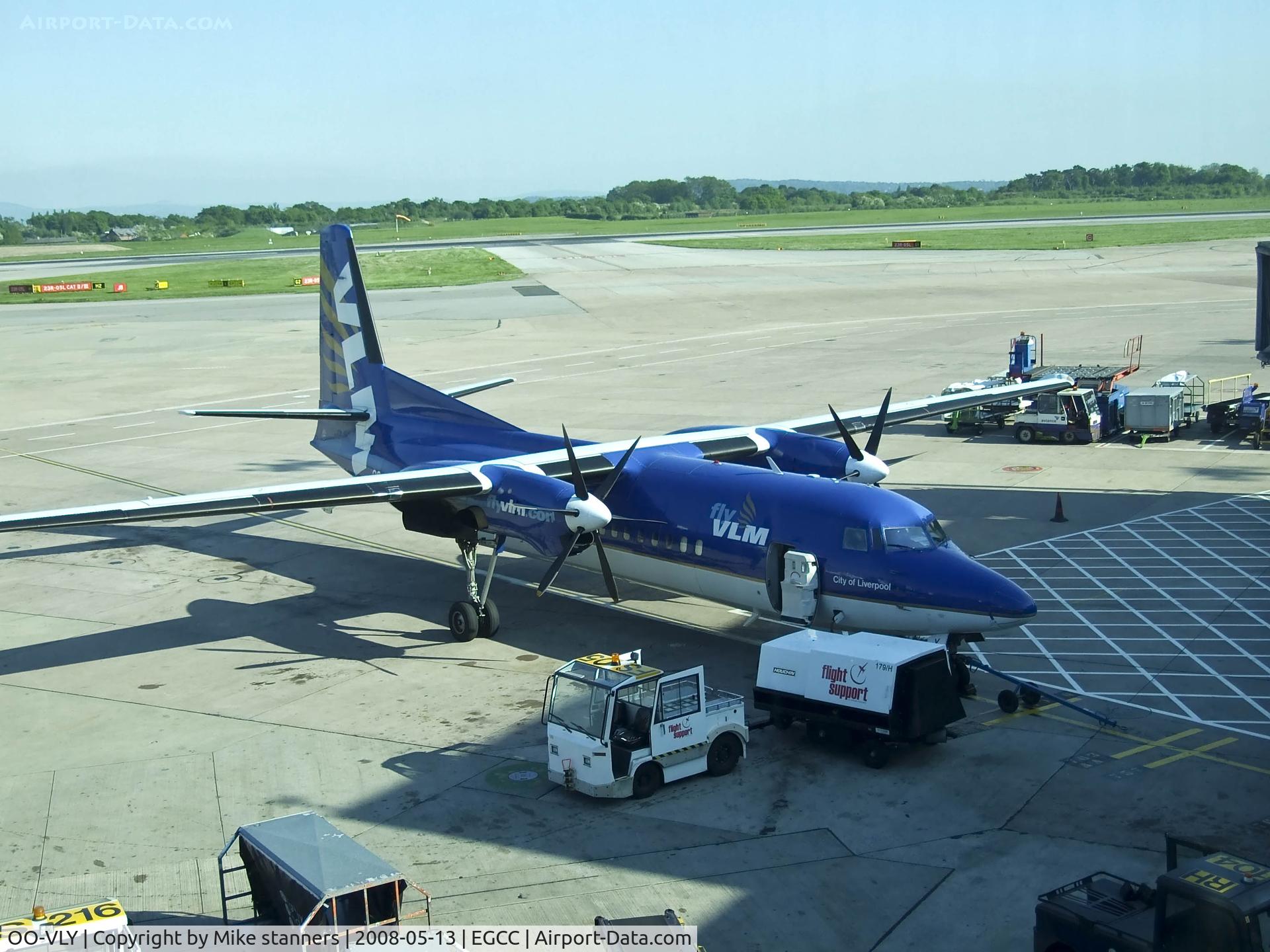 OO-VLY, 1990 Fokker 50 C/N 20181, VLM Fokker 50 at Manchester airport