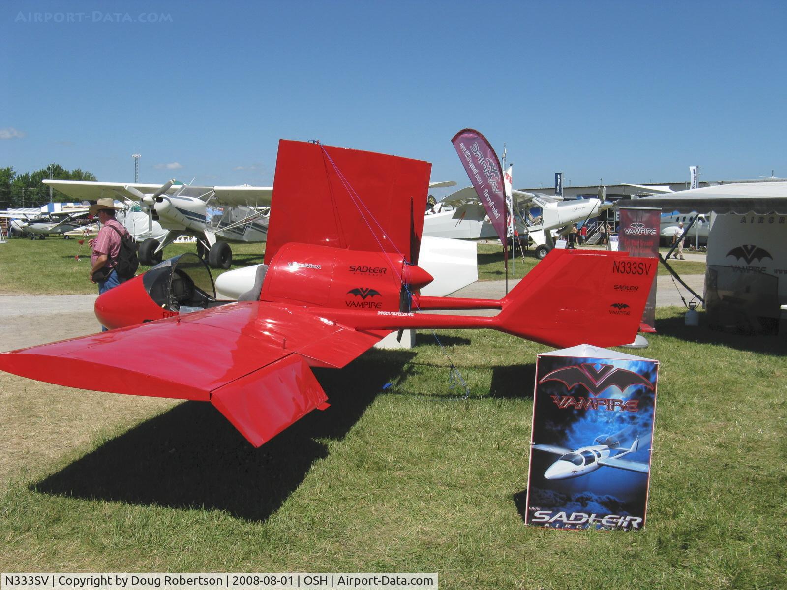 N333SV, 2007 American Microflight Vampire C/N 054, 2007 Sadler American Microflight VAMPIRE, unknown pusher engine, foldable wings, two-place 50 inch-wide cockpit, Experimental class