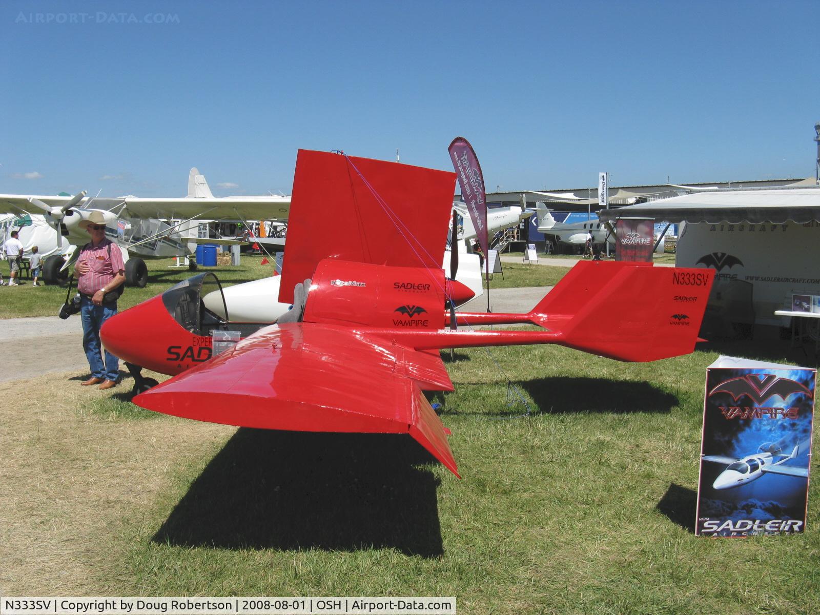 N333SV, 2007 American Microflight Vampire C/N 054, 2007 Sadler American Microflight VAMPIRE, Jabiru 3300 120 Hp pusher engine?, foldable wings, Experimental class, prototype single place was Winner-Grand Champion Design Award-Oshkosh 1982.