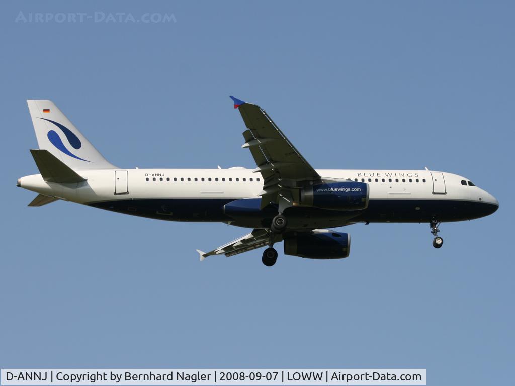D-ANNJ, 2002 Airbus A320-232 C/N 1896, approaching rwy 34; Blue Wings Airbus A320-232