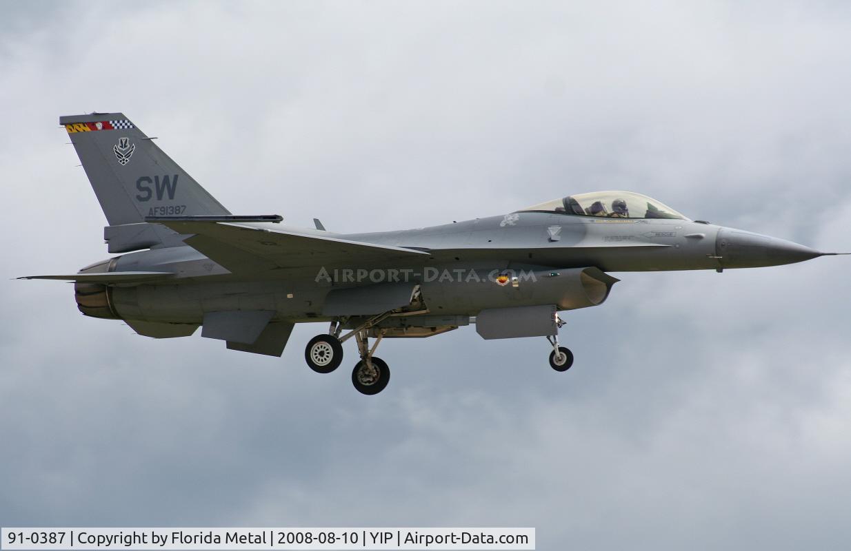 91-0387, 1991 General Dynamics F-16CM Fighting Falcon C/N CC-85, F-16C Falcon