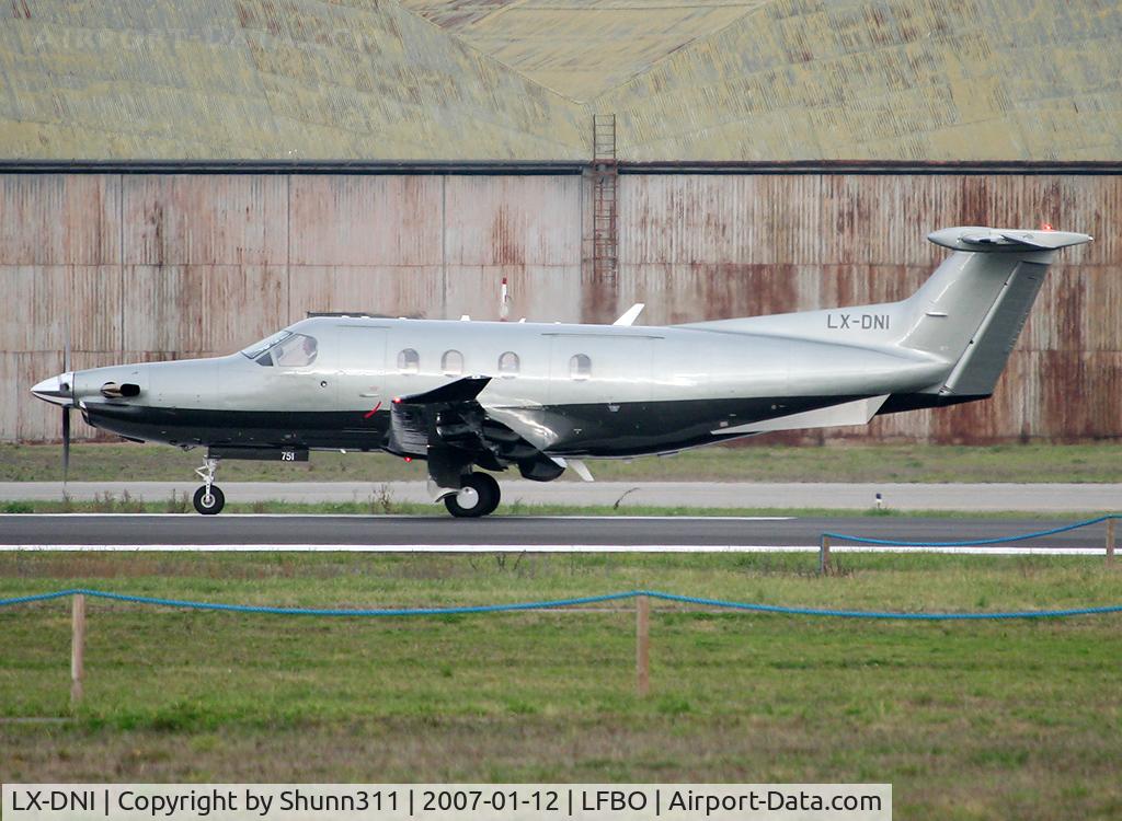LX-DNI, 2006 Pilatus PC-12/47 C/N 751, Ready for take off rwy 32R
