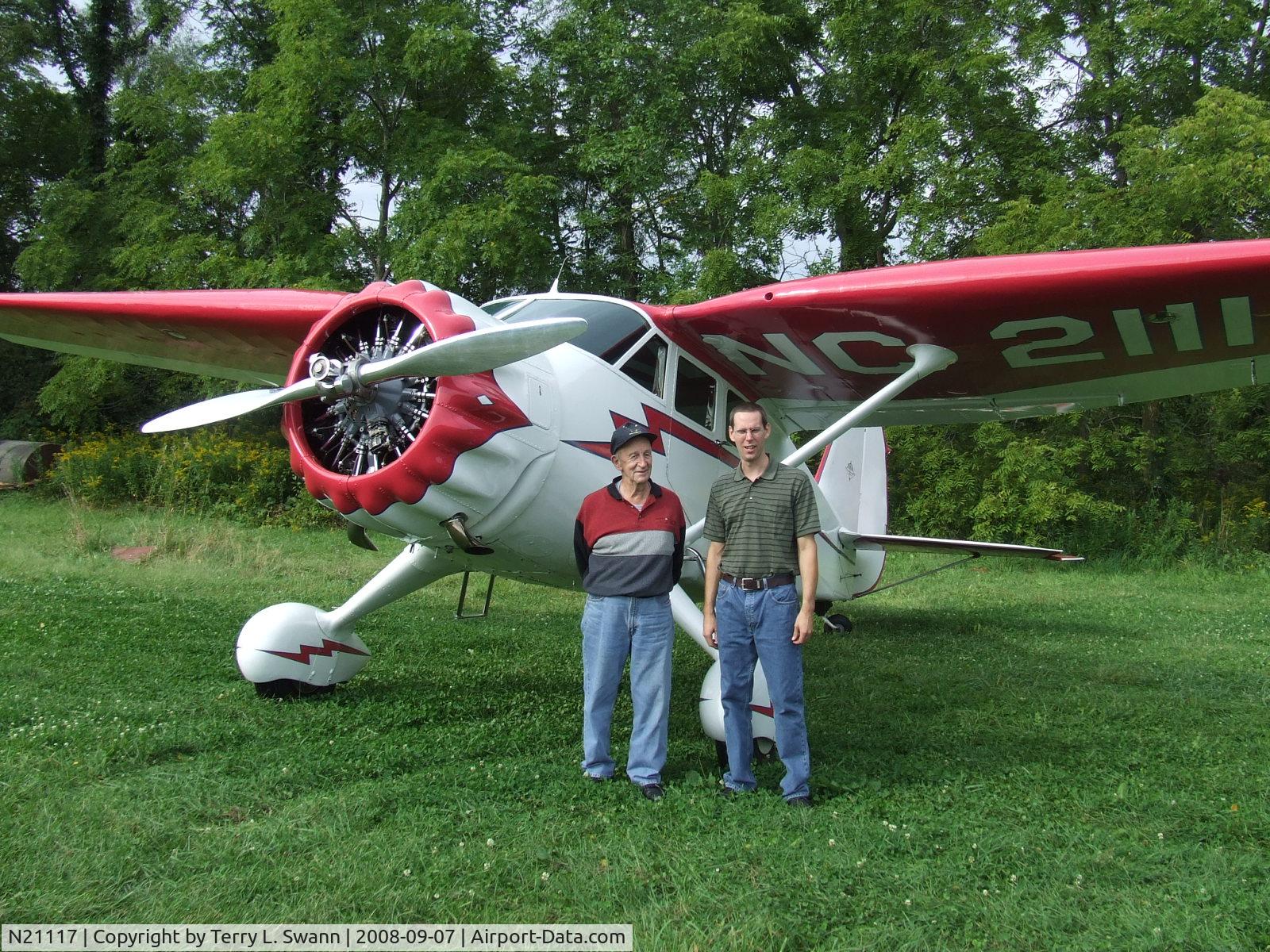 N21117, 1939 Stinson SR-9C Reliant C/N 5371, Aircraft pilot in the 1950's on the left and present owner/pilot on the right. Same airplane, different time.