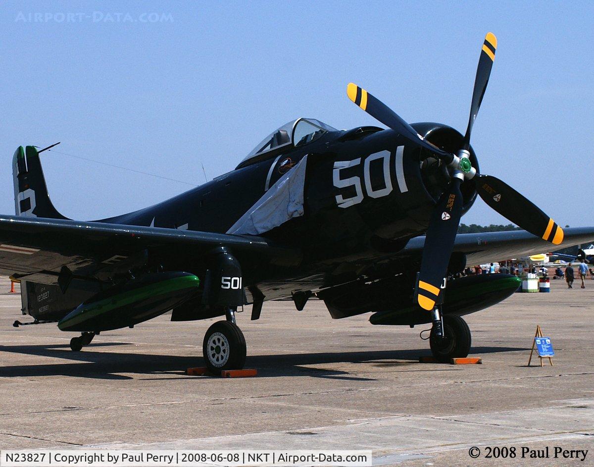 N23827, 1949 Douglas AD-4 C/N 7133, Sporting some new tanks, with matching trim stripes!