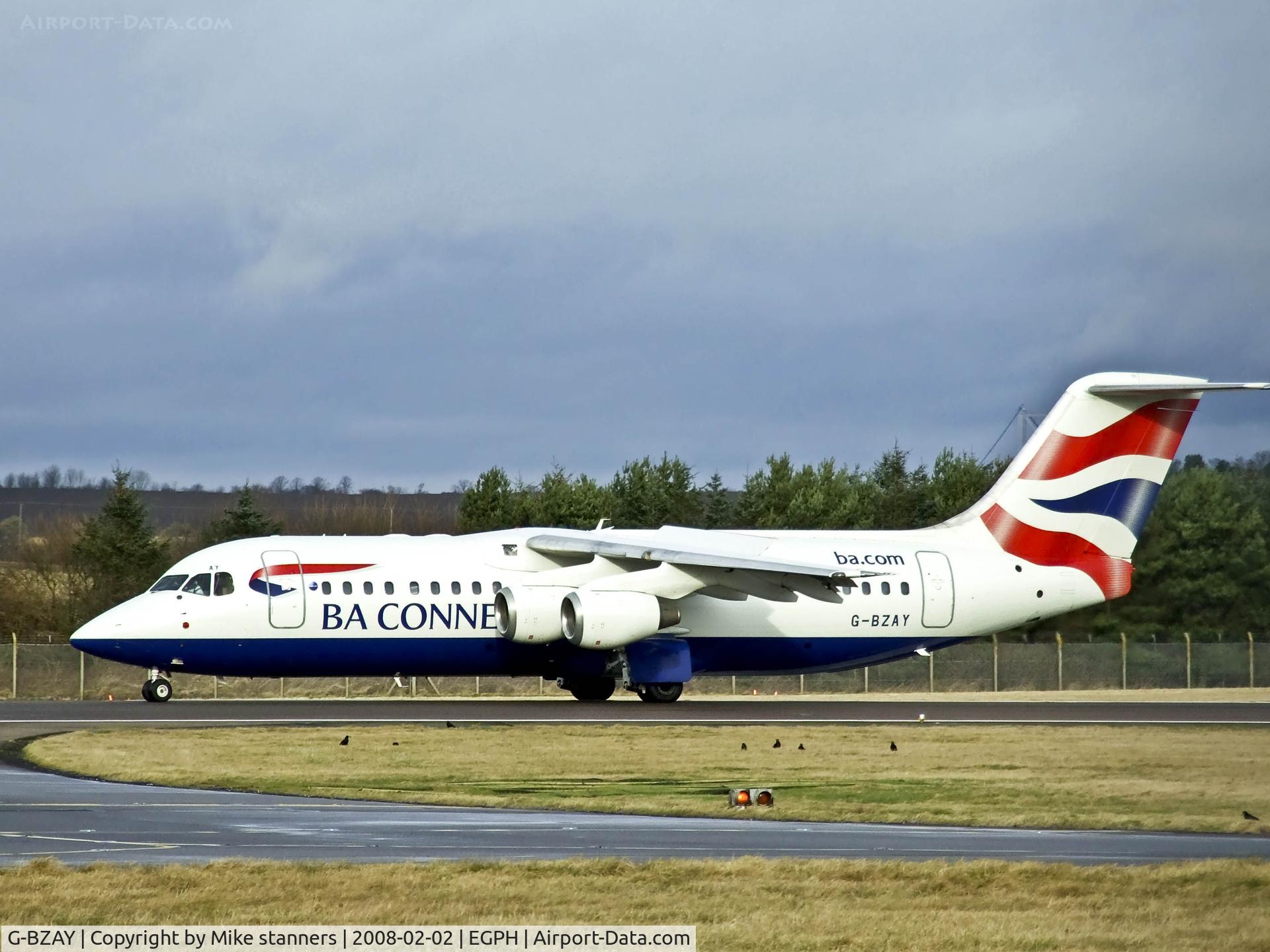 G-BZAY, 2000 British Aerospace Avro 146-RJ100 C/N E3368, BA RJ100 Arriving at EDI on rwy24