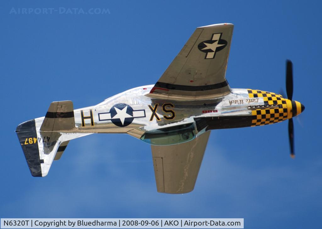 N6320T, 1962 North American P-51D Mustang C/N 122-41037, Lee Lauderback flys the Little Witch at National Radial Engine Exhibition in Akron, Colorado.