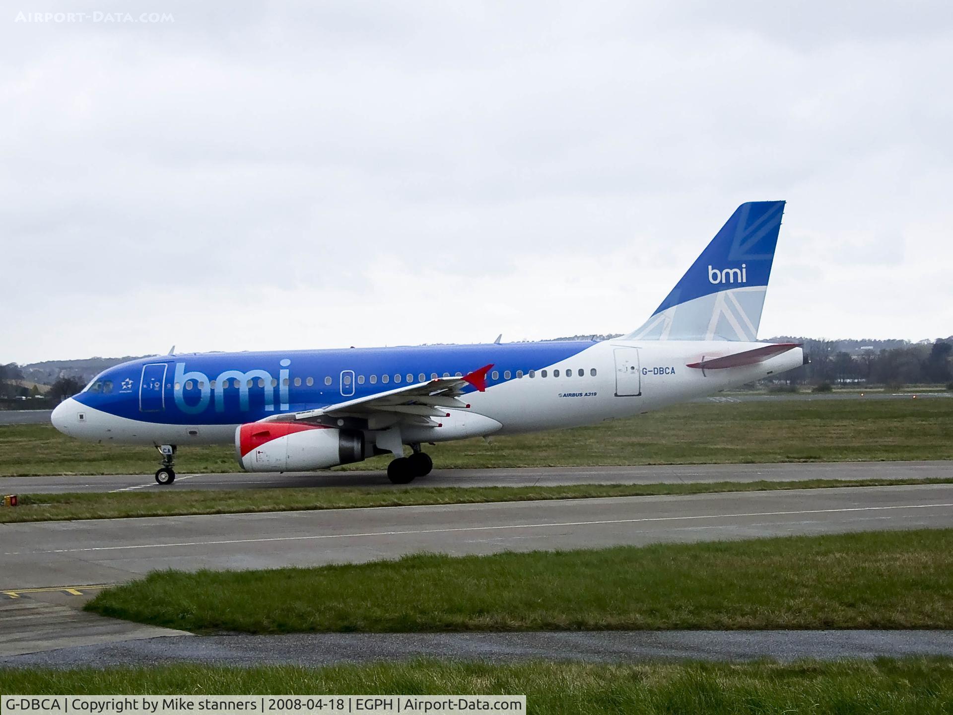 G-DBCA, 2004 Airbus A319-131 C/N 2098, BMI A319 Taxiing to runway 06 at EDI