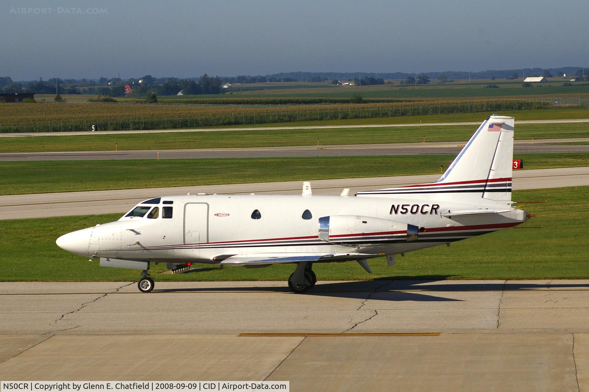 N50CR, 1964 North American NA-265-50 Saberliner C/N 287-1, Taxiing to Runway 27 for departure.