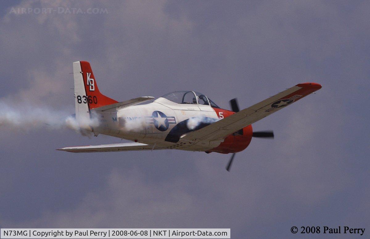 N73MG, 1954 North American T-28B Trojan C/N 200-431, Solo pass, smoke on