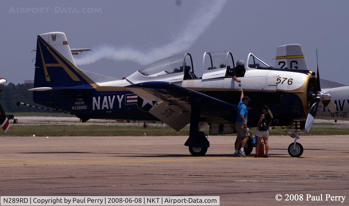 N289RD, 1956 North American T-28C Trojan C/N 226-153, Back on the hot ramp, flying is thirsty work!