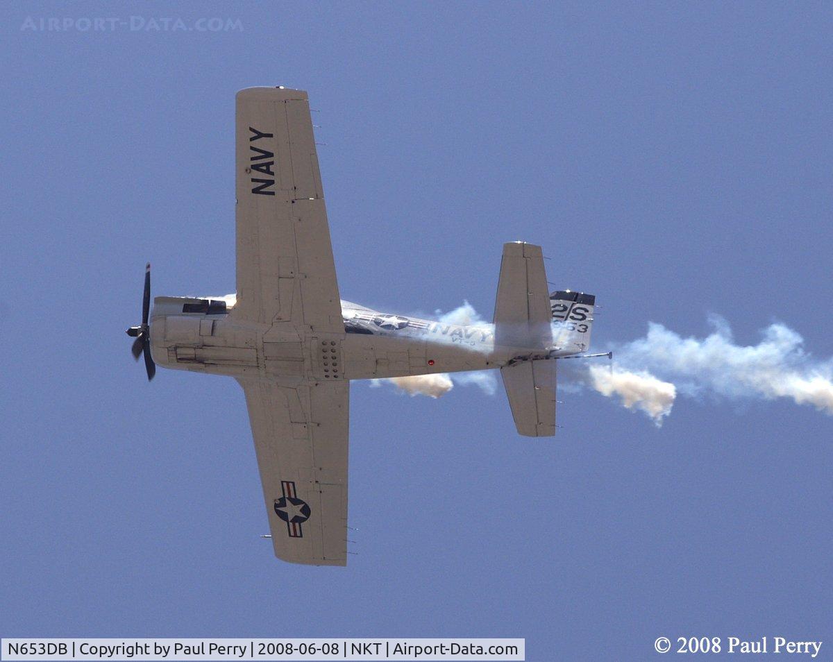 N653DB, 1957 North American T-28C Trojan Trojan C/N 226-230, Ripping by, going to form-up