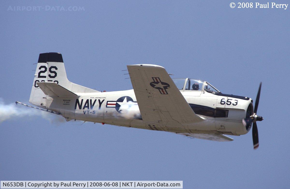 N653DB, 1957 North American T-28C Trojan Trojan C/N 226-230, Solo pass before the break for landing