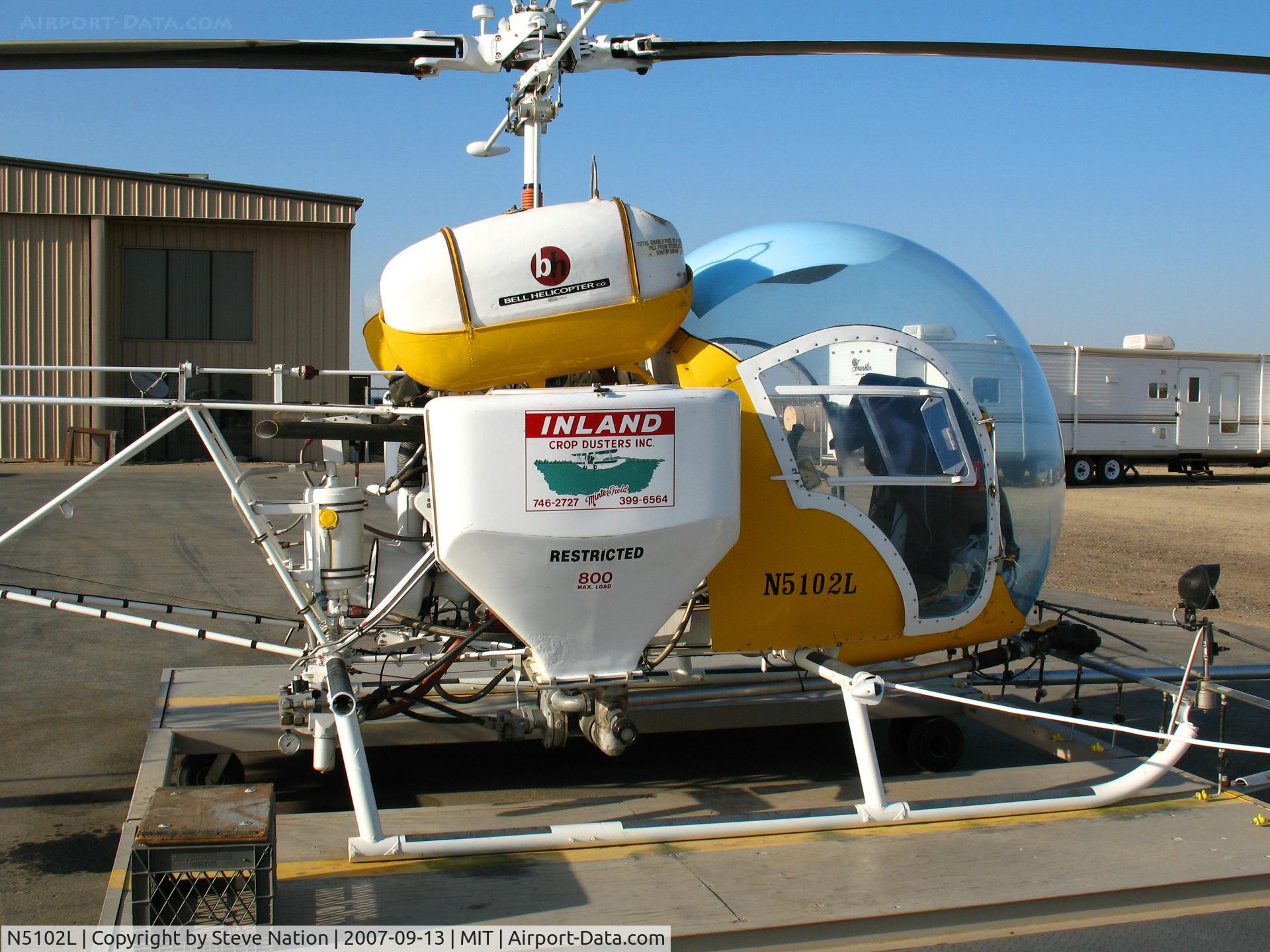 N5102L, 1967 Bell 47G-4A C/N 7560, Inland Crop Dusters 1967 Bell 47G-4A sprayer @ Shafter, CA
