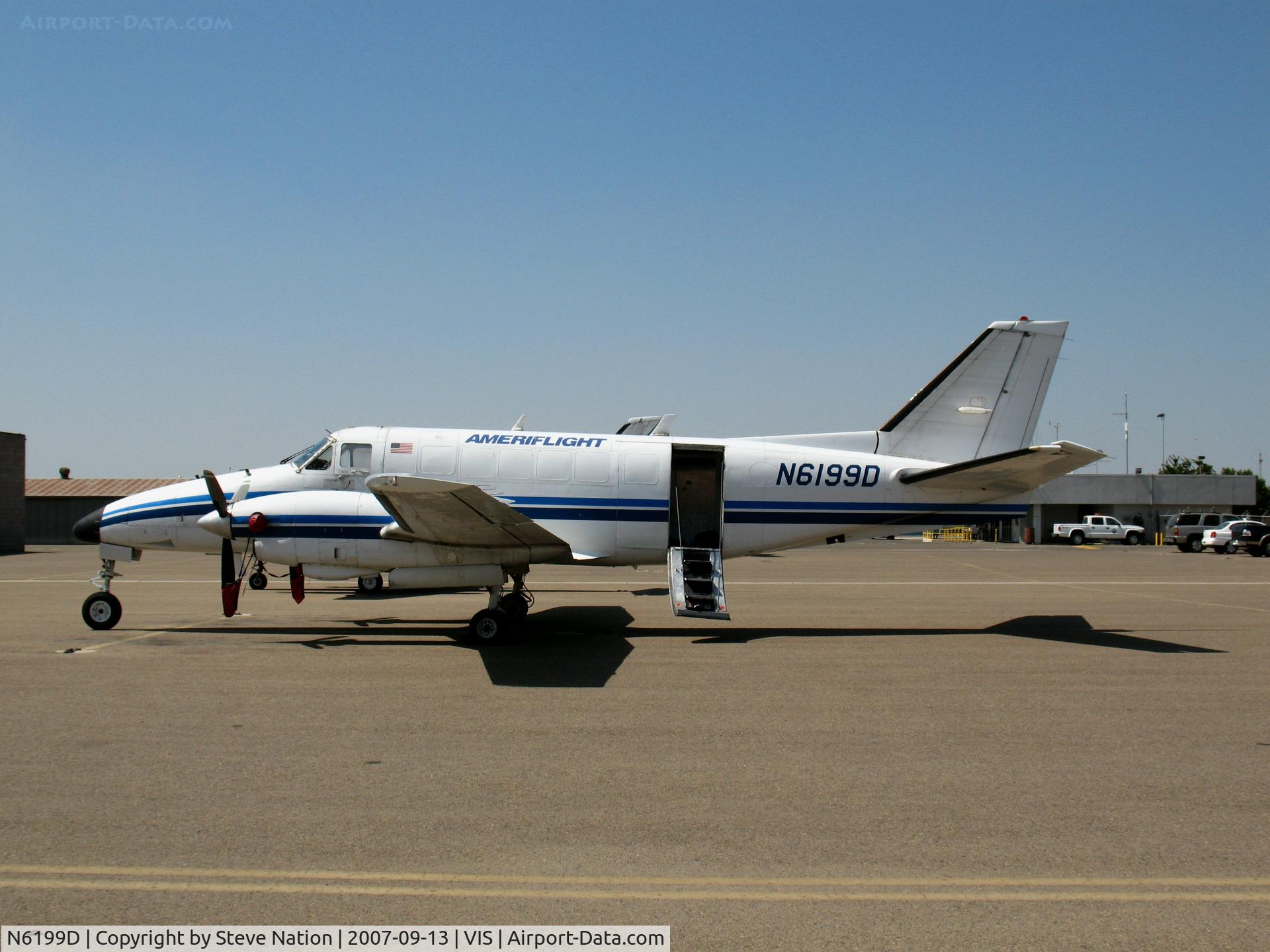 N6199D, 1981 Beech C99 Airliner C/N U-169, Ameriflight 1981 Beech C-99 awaiting small cargo deliveries @ Visalia, CA