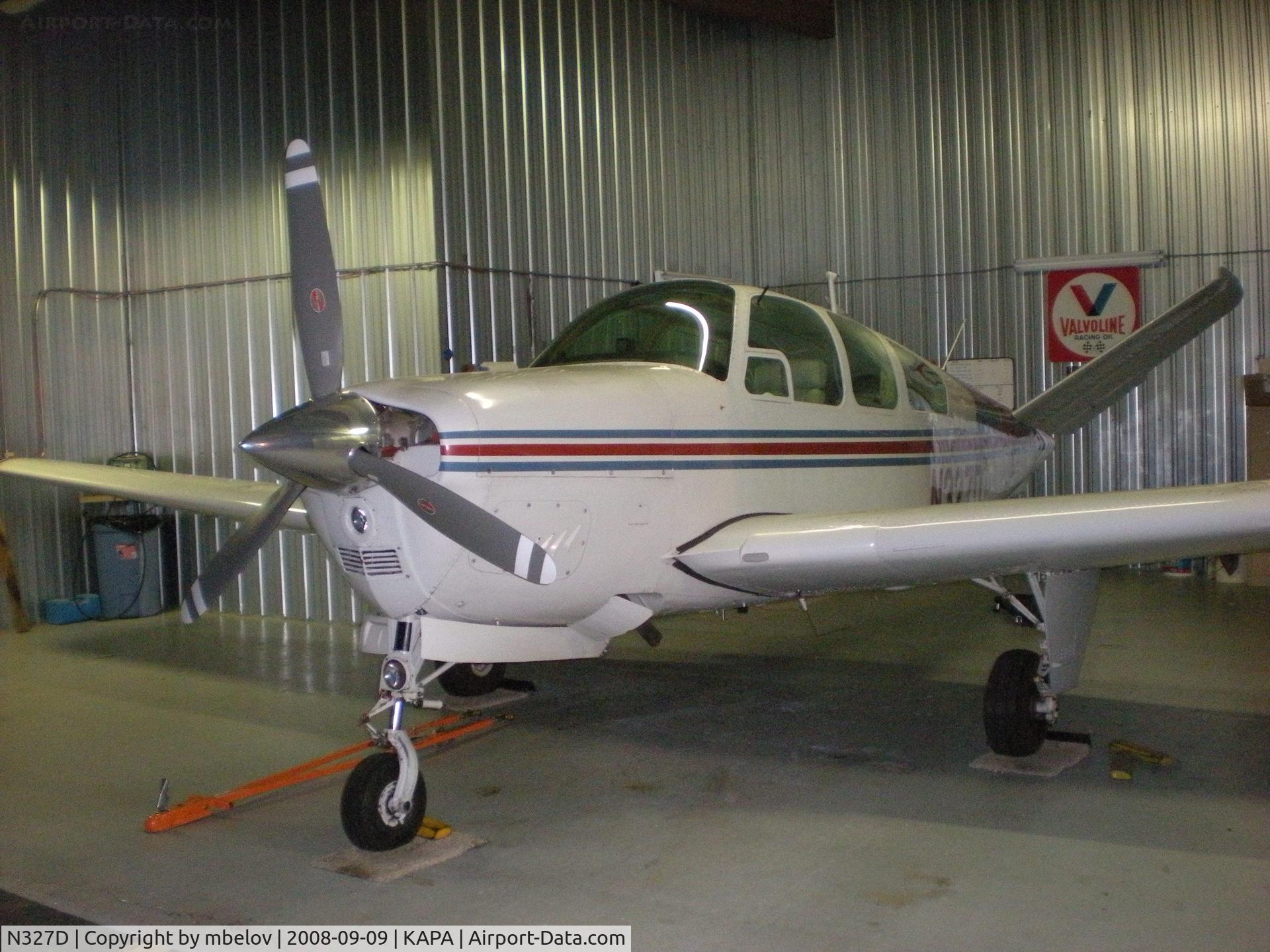 N327D, 1965 Beech S35 Bonanza C/N D-7801, In the home base hangar