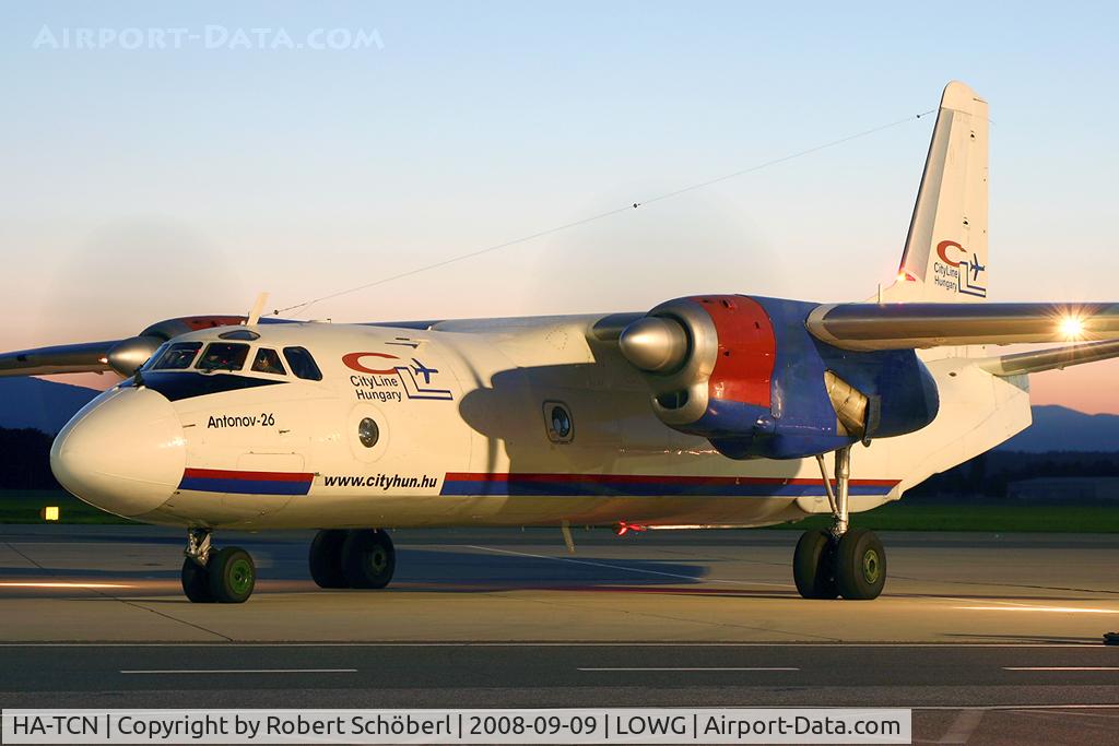 HA-TCN, 1977 Antonov An-26 C/N 97307705, Cargoflight to EGFF/CWL